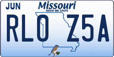 MO license plate RL0Z5A