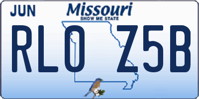 MO license plate RL0Z5B