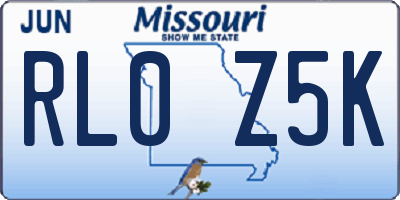 MO license plate RL0Z5K
