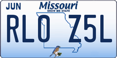MO license plate RL0Z5L