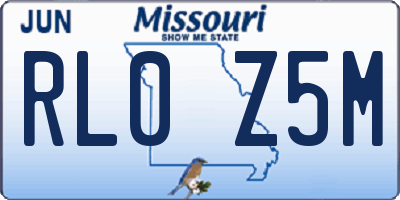 MO license plate RL0Z5M