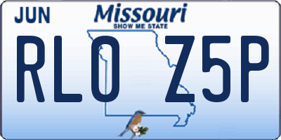 MO license plate RL0Z5P