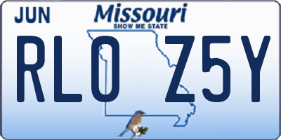 MO license plate RL0Z5Y
