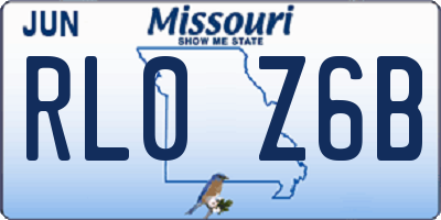 MO license plate RL0Z6B