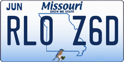 MO license plate RL0Z6D