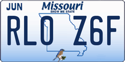 MO license plate RL0Z6F