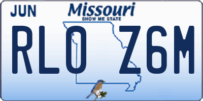 MO license plate RL0Z6M