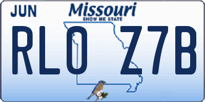 MO license plate RL0Z7B