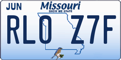 MO license plate RL0Z7F