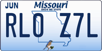 MO license plate RL0Z7L
