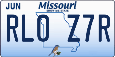 MO license plate RL0Z7R