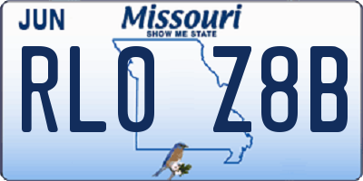 MO license plate RL0Z8B