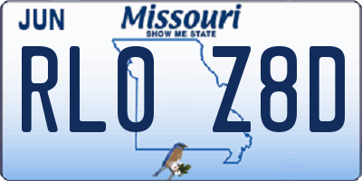 MO license plate RL0Z8D