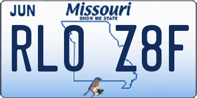 MO license plate RL0Z8F