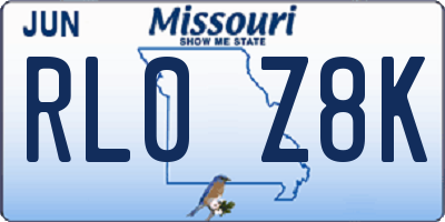 MO license plate RL0Z8K