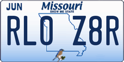 MO license plate RL0Z8R