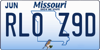 MO license plate RL0Z9D