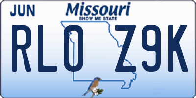 MO license plate RL0Z9K