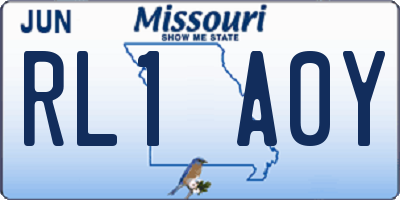 MO license plate RL1A0Y