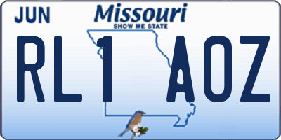 MO license plate RL1A0Z