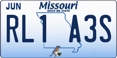 MO license plate RL1A3S