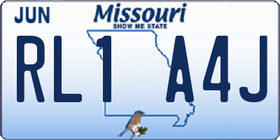 MO license plate RL1A4J