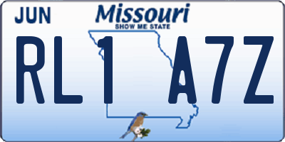 MO license plate RL1A7Z