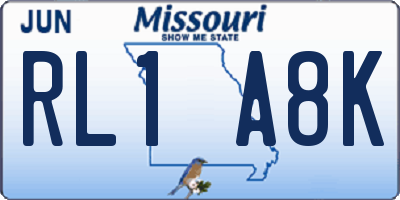MO license plate RL1A8K