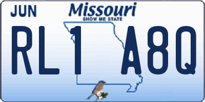 MO license plate RL1A8Q