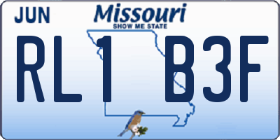 MO license plate RL1B3F