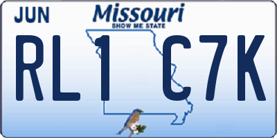 MO license plate RL1C7K