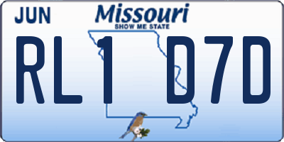 MO license plate RL1D7D
