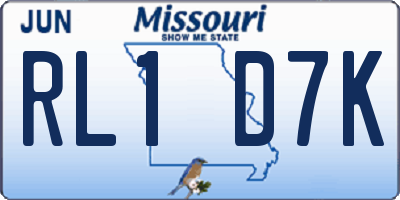 MO license plate RL1D7K