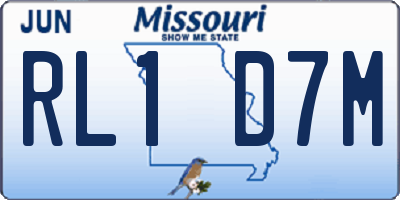 MO license plate RL1D7M