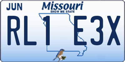 MO license plate RL1E3X