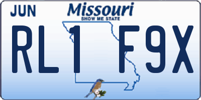 MO license plate RL1F9X