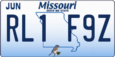 MO license plate RL1F9Z