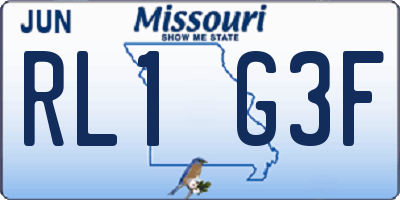 MO license plate RL1G3F