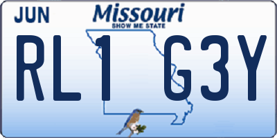 MO license plate RL1G3Y