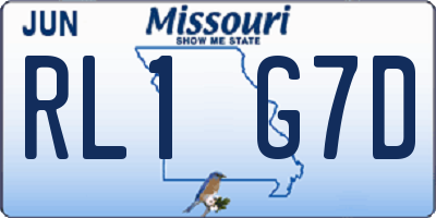 MO license plate RL1G7D