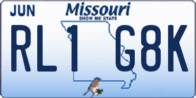MO license plate RL1G8K