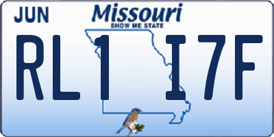 MO license plate RL1I7F
