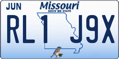 MO license plate RL1J9X