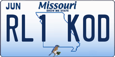 MO license plate RL1K0D