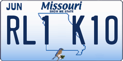 MO license plate RL1K1O