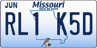 MO license plate RL1K5D