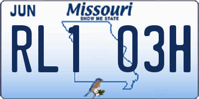 MO license plate RL1O3H