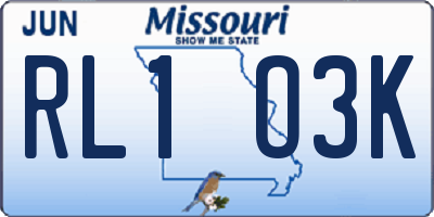 MO license plate RL1O3K