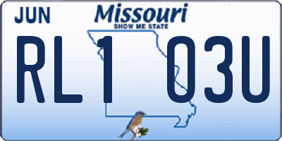 MO license plate RL1O3U