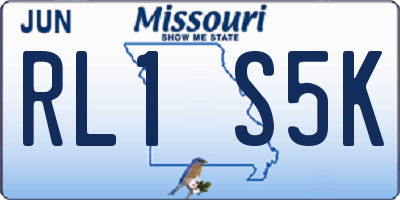 MO license plate RL1S5K
